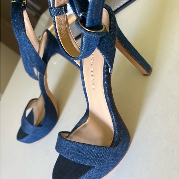 Veronica Beard Blue Denim Heels - Picture 1 of 7